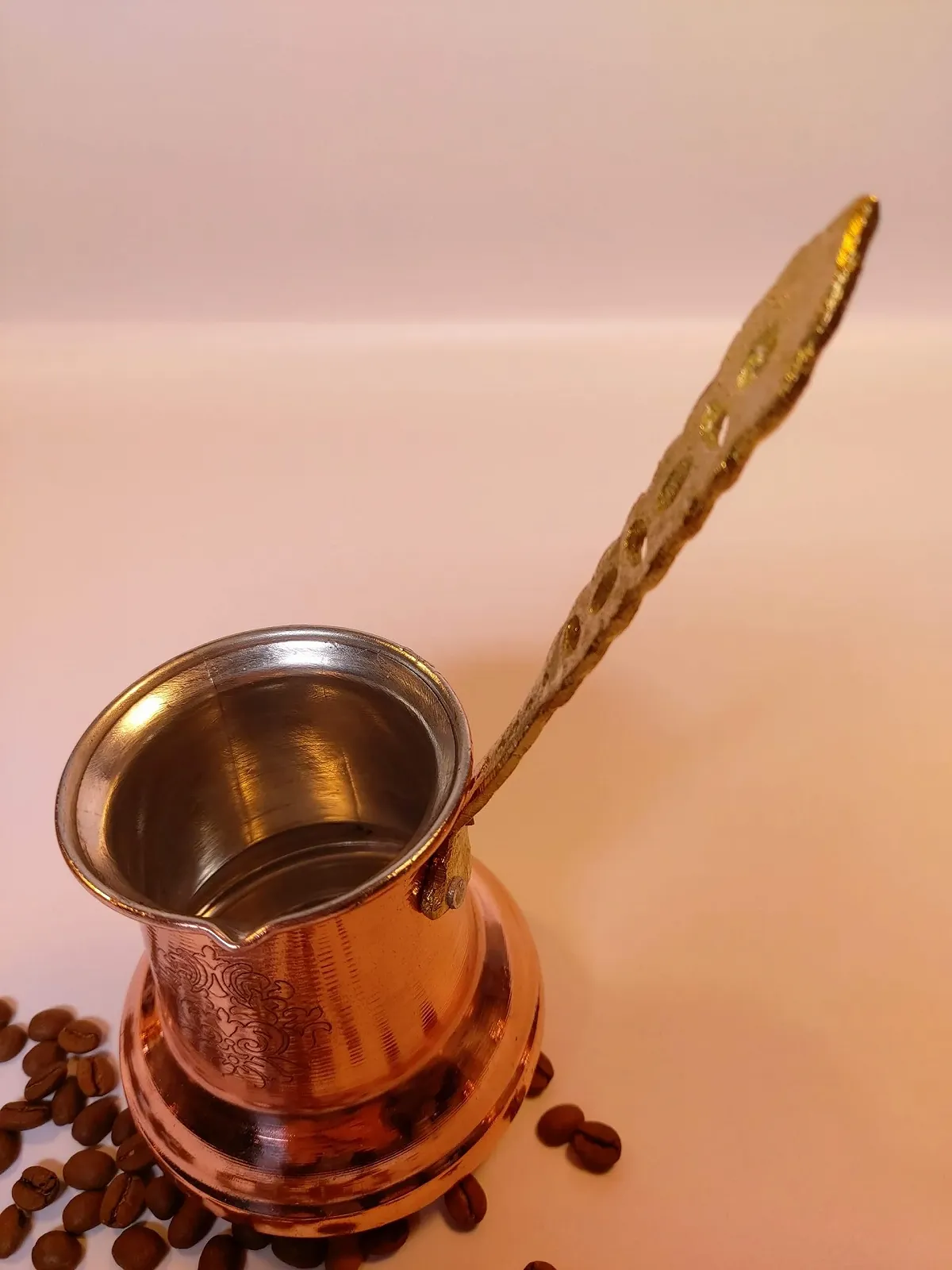 Турка LEO Design для турецької кави 5 розмірів Мідна Cezve Ibrik Briki з дерев'яною/латунною ручкою, фото №4