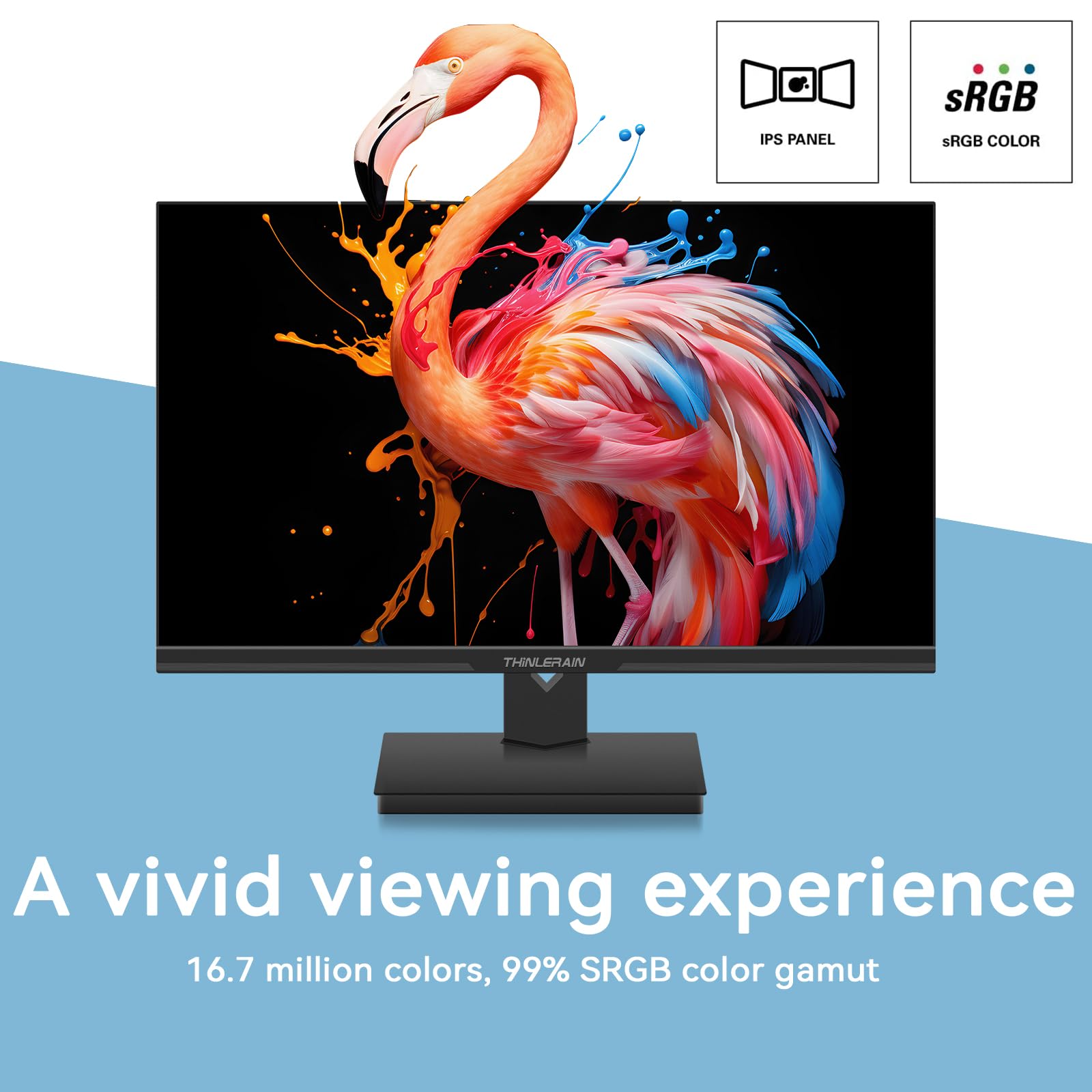 Монітор Thinlerain 27 Inch FHD 1920 x 1080p IPS LED для ПК (HDMI, VGA, 60Hz, FreeSync, 5ms) Чорний, фото №4
