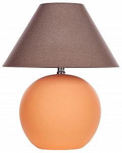 Настільна лампа Beliani Limia приліжкова Ceramic Base Linen Shade Drum Shape Помаранчева Теракота - Фото 1