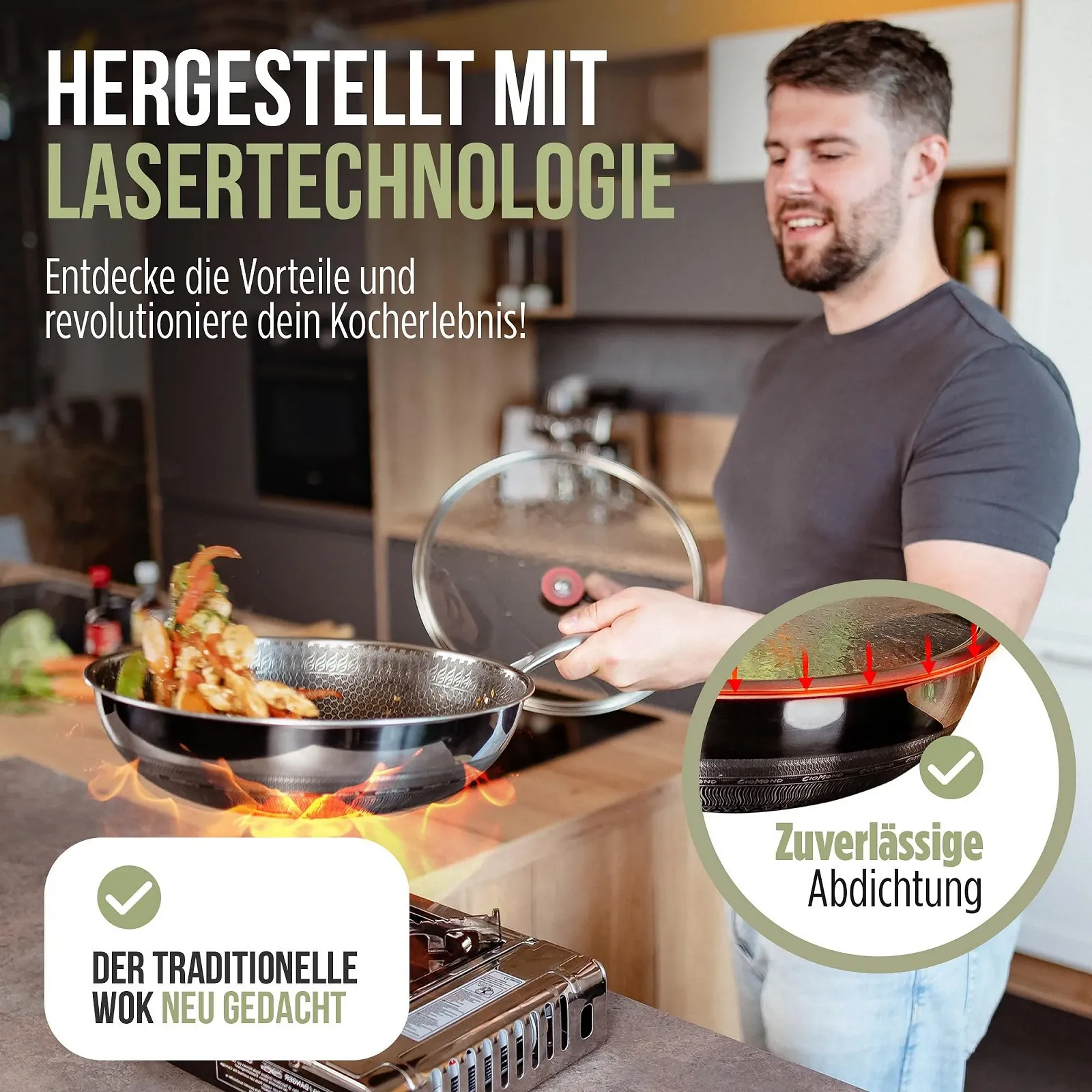 Сковорода-Wok CioMond 28 см, нержавеющая сталь, антипригарное покрытие, фото №6 Сковорода-Wok CioMond 28 см, нержавеющая сталь, антипригарное покрытие, фото №6