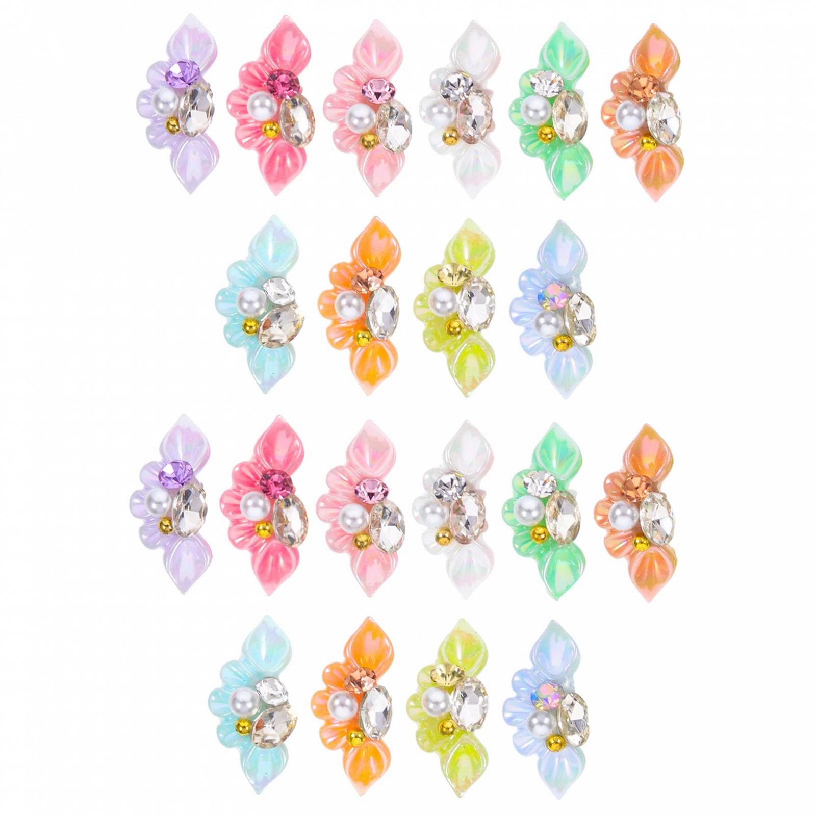 Набор 20 шт. Аксессуары для ногтей Стразы для ногтей Цветочные украшения для ногтей Подвески для акриловых ногтей Смола, фото №1