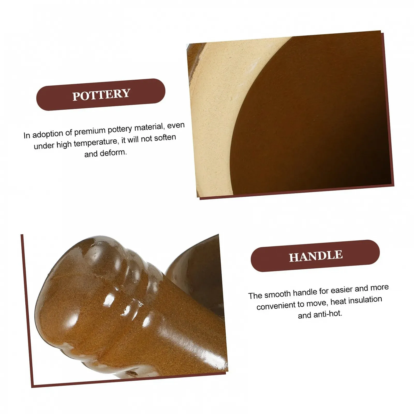 Кастрюля керамическая традиционная китайская термостойкая 2 л с эргономичной ручкой, фото №7