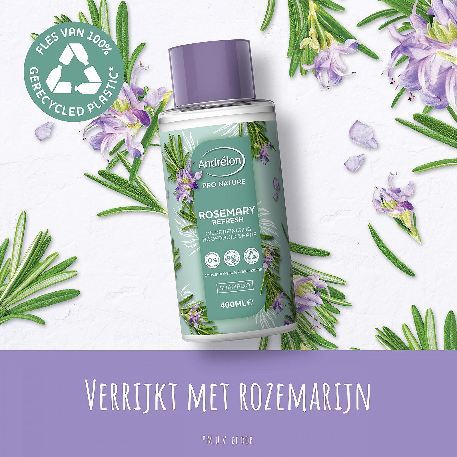 Шампунь Andrélon Pro Nature Rosemary Refresh для делікатного очищення шкіри голови та волосся - 400 мл, фото №4