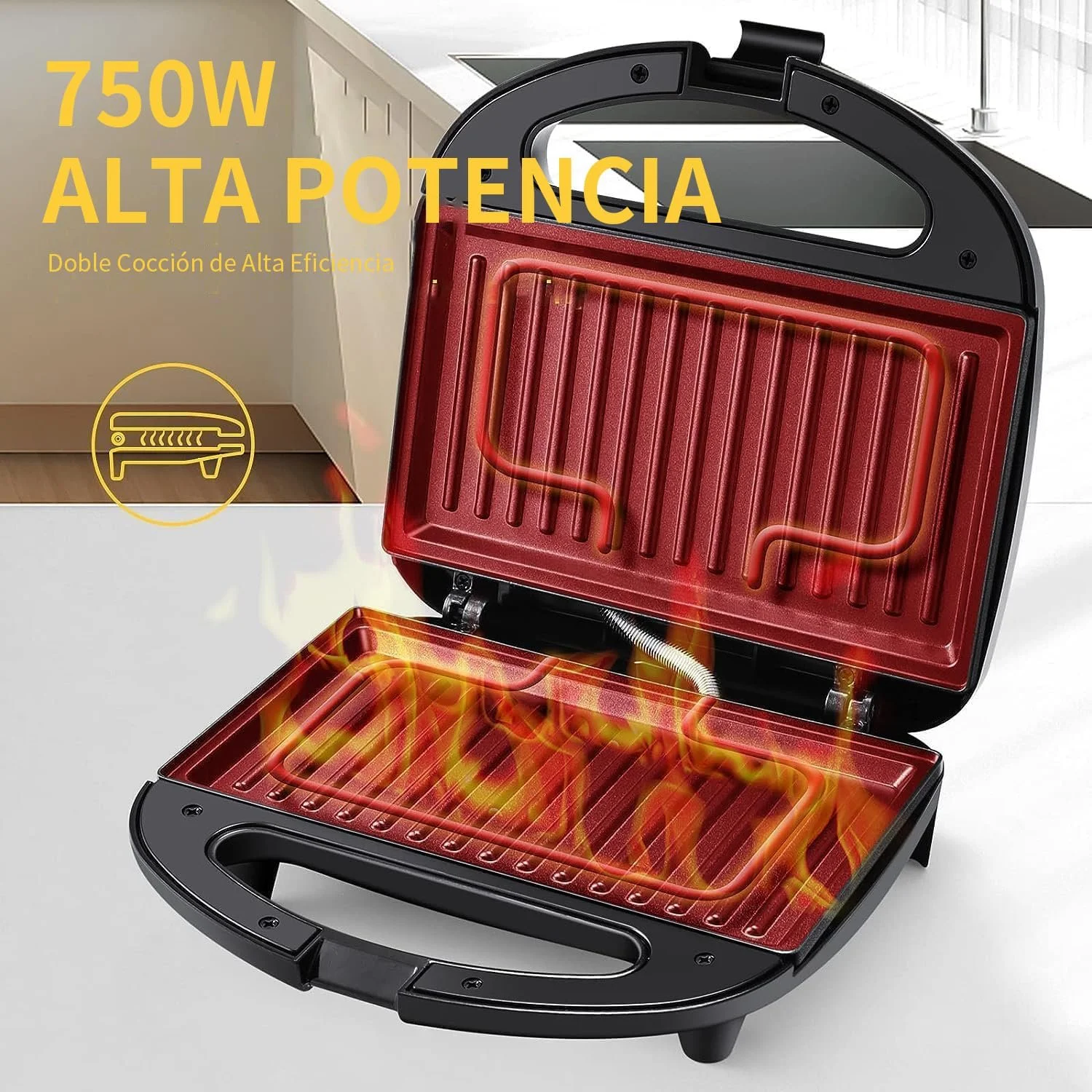 Сэндвичница YASHE 750 Вт, антипригарные пластины, контактный гриль, автоматический контроль температуры, фото №3 Сэндвичница YASHE 750 Вт, антипригарные пластины, контактный гриль, автоматический контроль температуры, фото №3