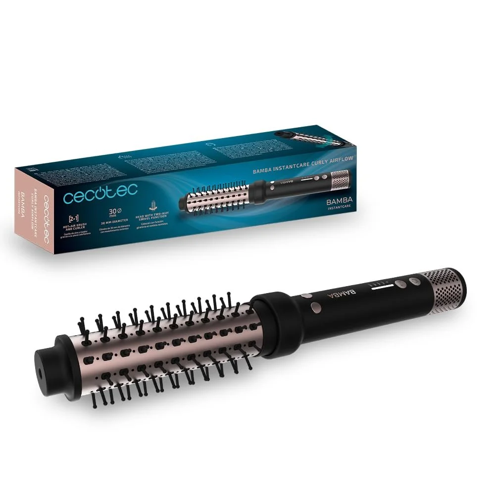 Щетка-выпрямитель Cecotec Bamba InstantCare Curly AirFlow 30 мм керамическая 120-160 °C кабель 1,9 м, фото №1 Щетка-выпрямитель Cecotec Bamba InstantCare Curly AirFlow 30 мм керамическая 120-160 °C кабель 1,9 м, фото №1