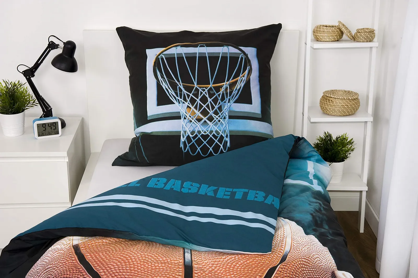 Постельное белье детское Herding Young Collection Basketball 135 x 200 см + 80 x 80 см, хлопок Синий, фото №4