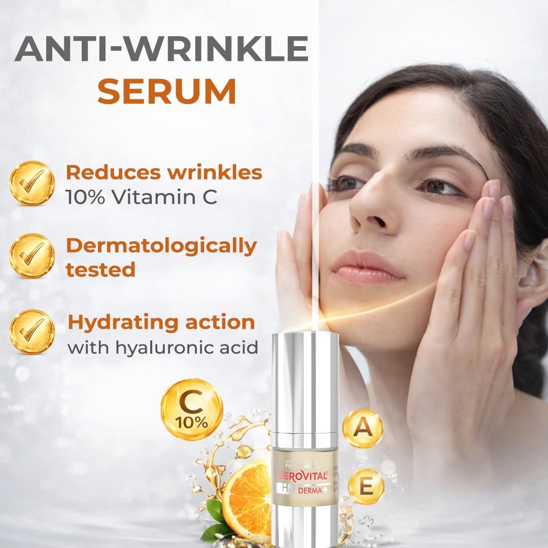 Сироватка Gerovital H3 Derma+ Dermatocosmetic Anti-Wrinkle Serum з 10% вітаміном С освітлювальна та регенеративна 30 мл, фото №6