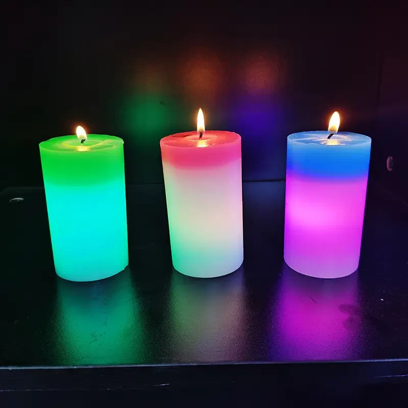 Декоративна воскова свічка з ефектом вогню і LED підсвітом Candles magic 7 кольорів RGB, фото №4