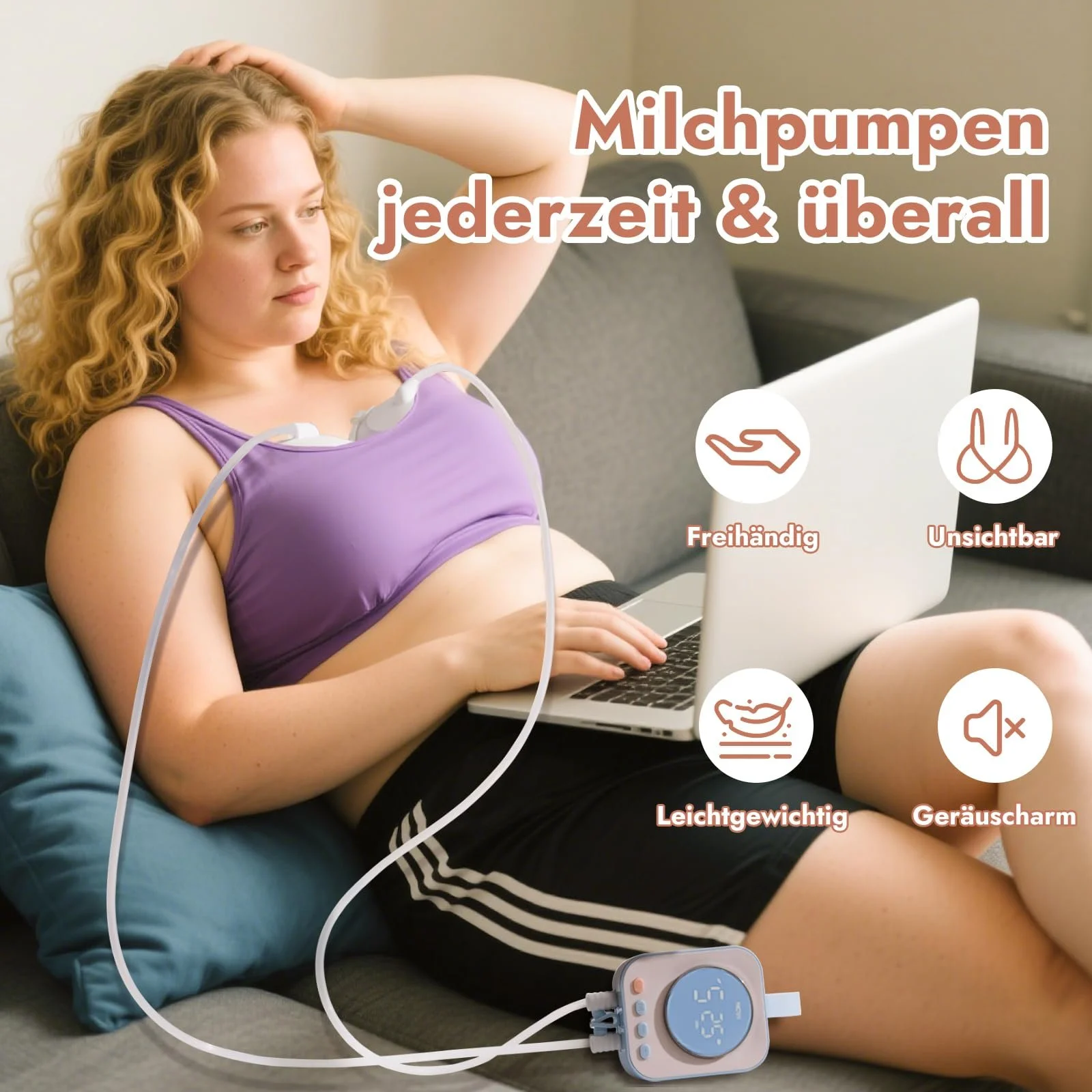Електричний молоковідсмоктувач NCVI Hands-Free Double 4 режими 9 рівнів 21/24/28 мм Blue, фото №2 Електричний молоковідсмоктувач NCVI Hands-Free Double 4 режими 9 рівнів 21/24/28 мм Blue, фото №2