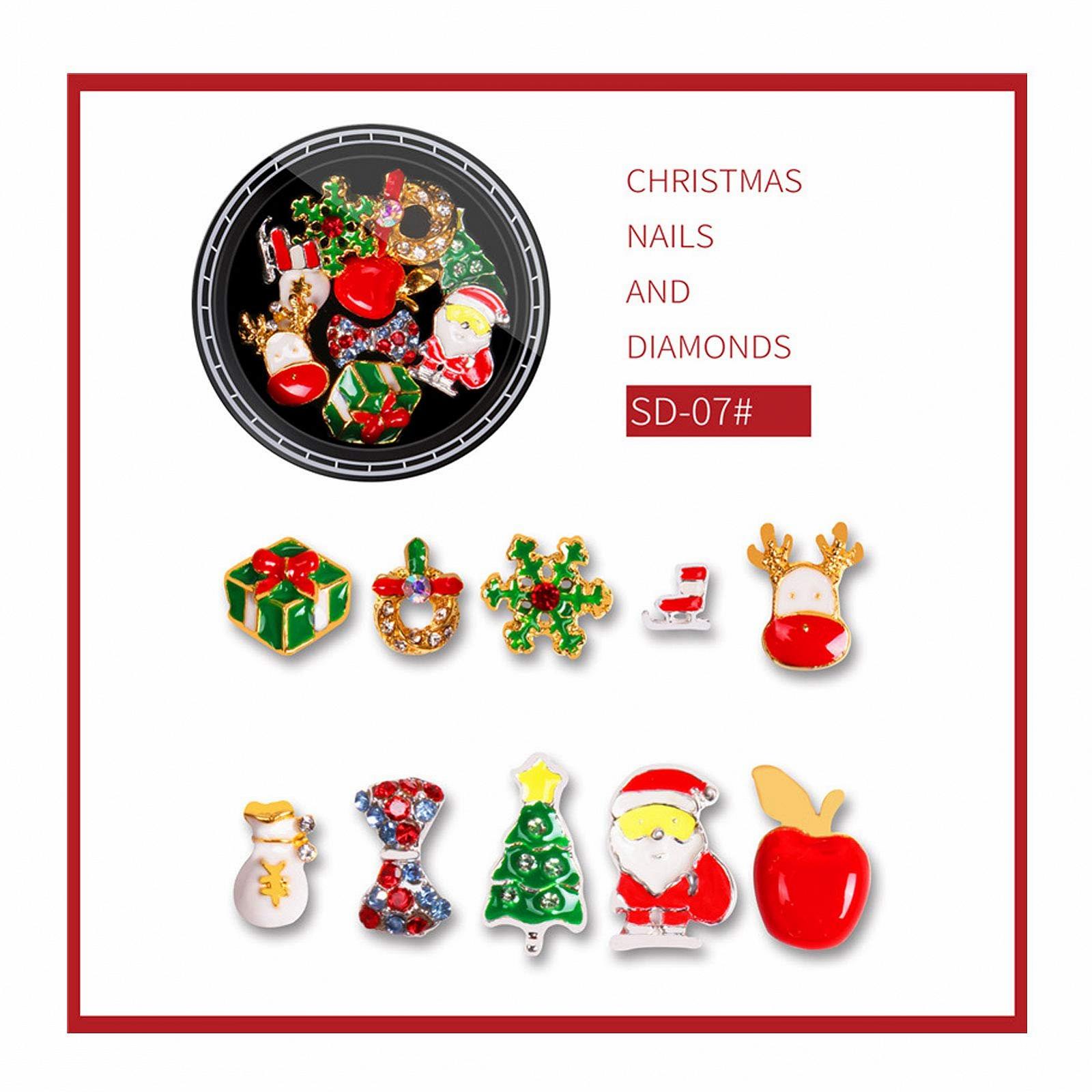 Стразы для ногтей Рождественские 8 шт. Разные цвета, фото №4