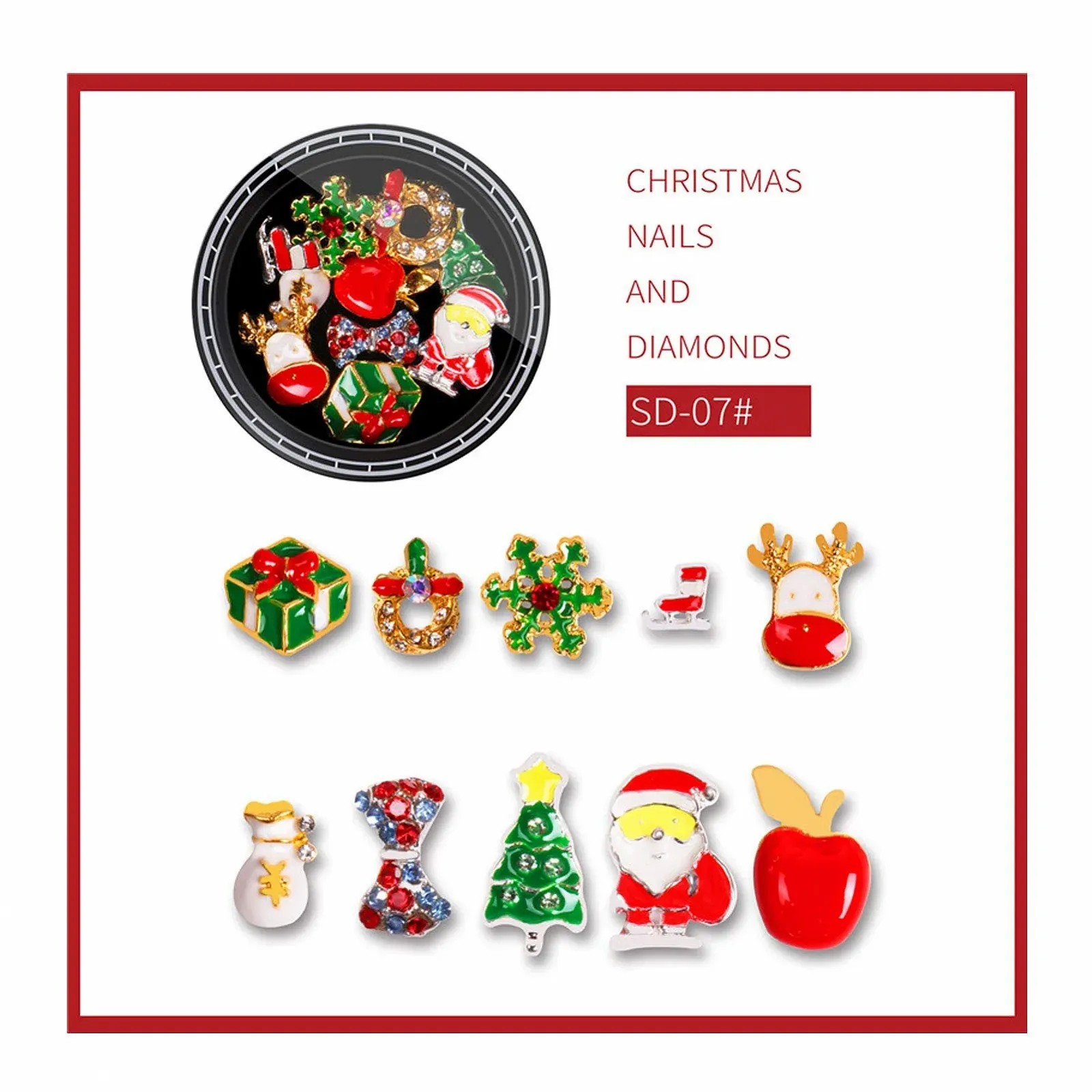Стрази для нігтів Різдвяні Різні кольори, фото №4