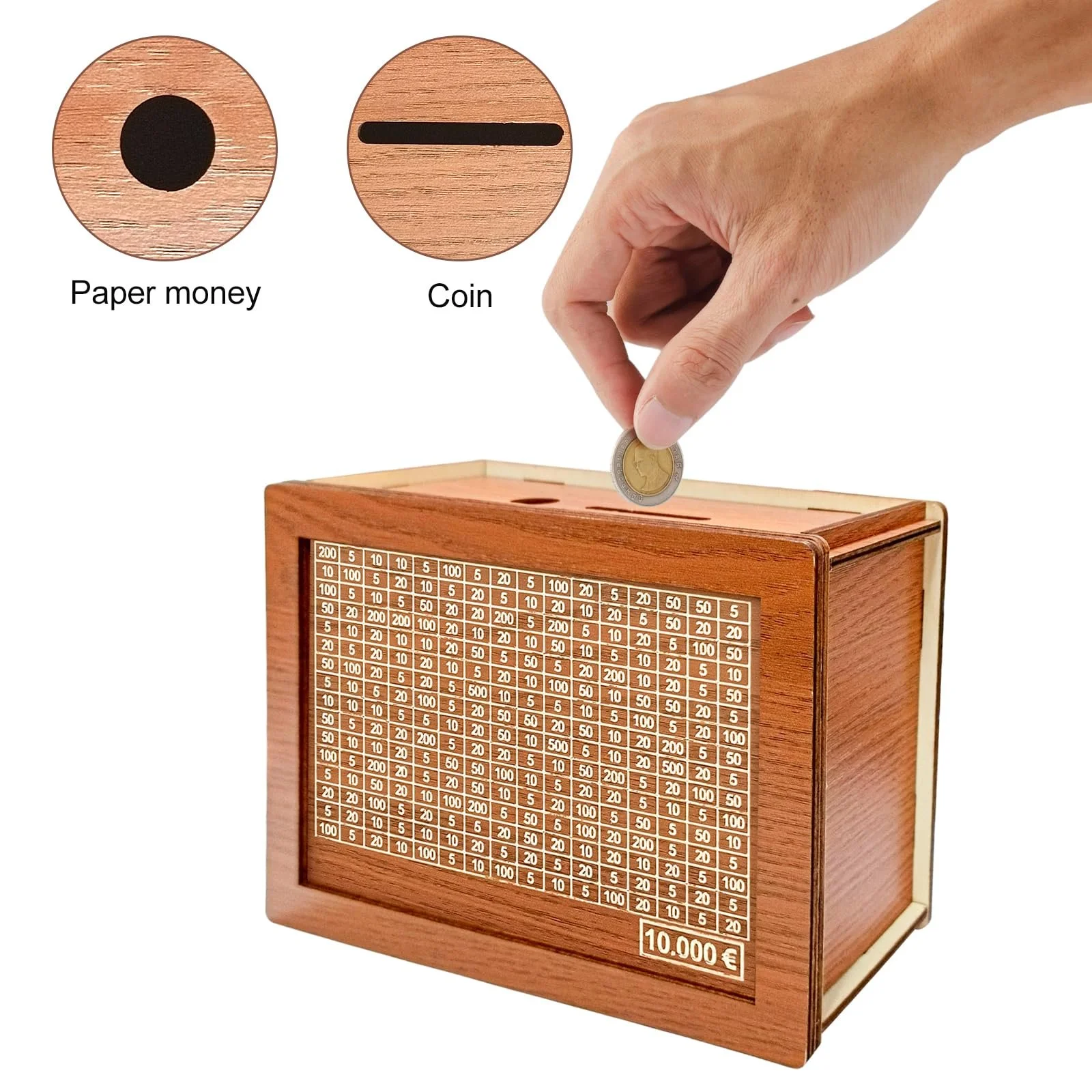 Скарбничка Cashbox Дерев'яна з цілями накопичення до 10 000 євро, фото №5