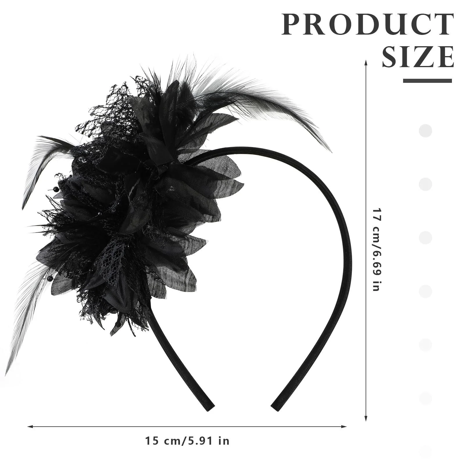 Обруч на голову з пір'ям і штучними квітами MWOOT, фото №3