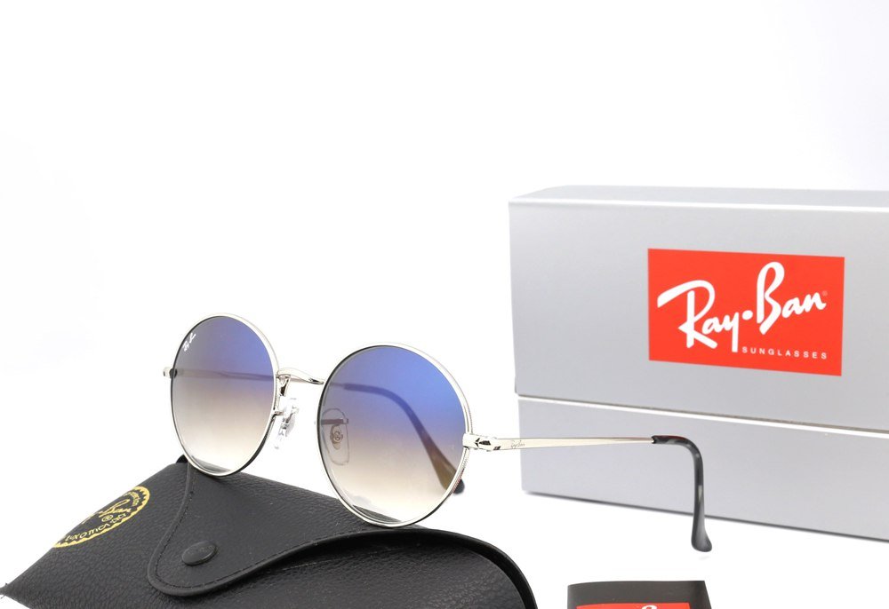 Мужские солнцезащитные круглые очки Ray Ban синий градиент, фото №7