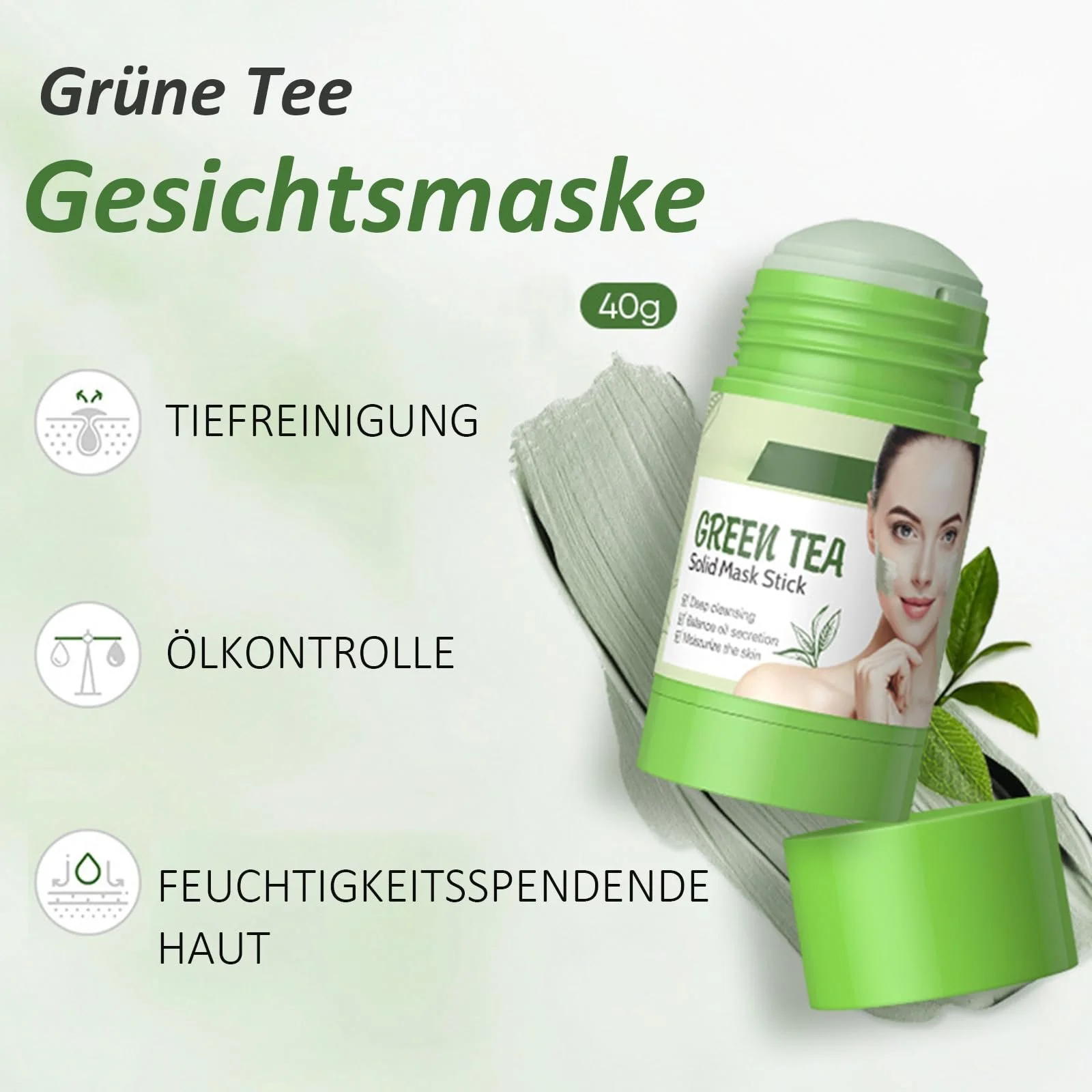 Маска-стік Зелений чай для глибокого очищення, звуження пор і балансу вологи, видаляє чорні цятки Упаковка з 2 масок, фото №2