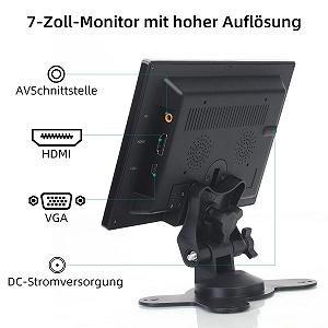 Монітор AISHICHEN Mini 7 дюймів 1024 x 600 портативний HDMI VGA сенсорна кнопка synthetic.ua - Фото 1