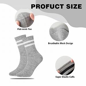 Теннисные носки Без бренда Полосатые 39-42 Черный, Белый, Серый, Белый synthetic.ua - Фото 1