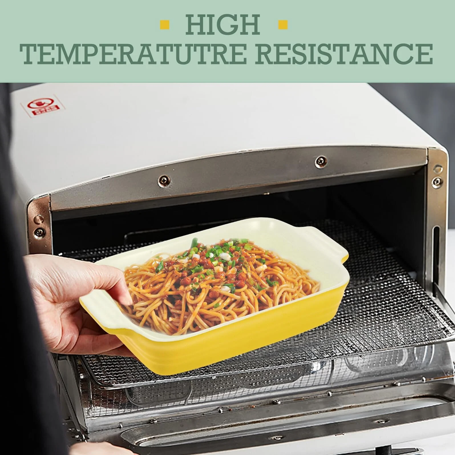 Прямоугольная форма для запекания TOYANDONA керамическая с двумя ручками Желтая, фото №7