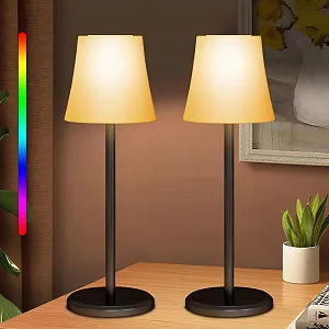Настільна лампа Kimuwote LED Бездротова Акумуляторна Набір із 2 шт. 3 колірні режими + RGB Сенсорна IP54 Чорна - Фото 1