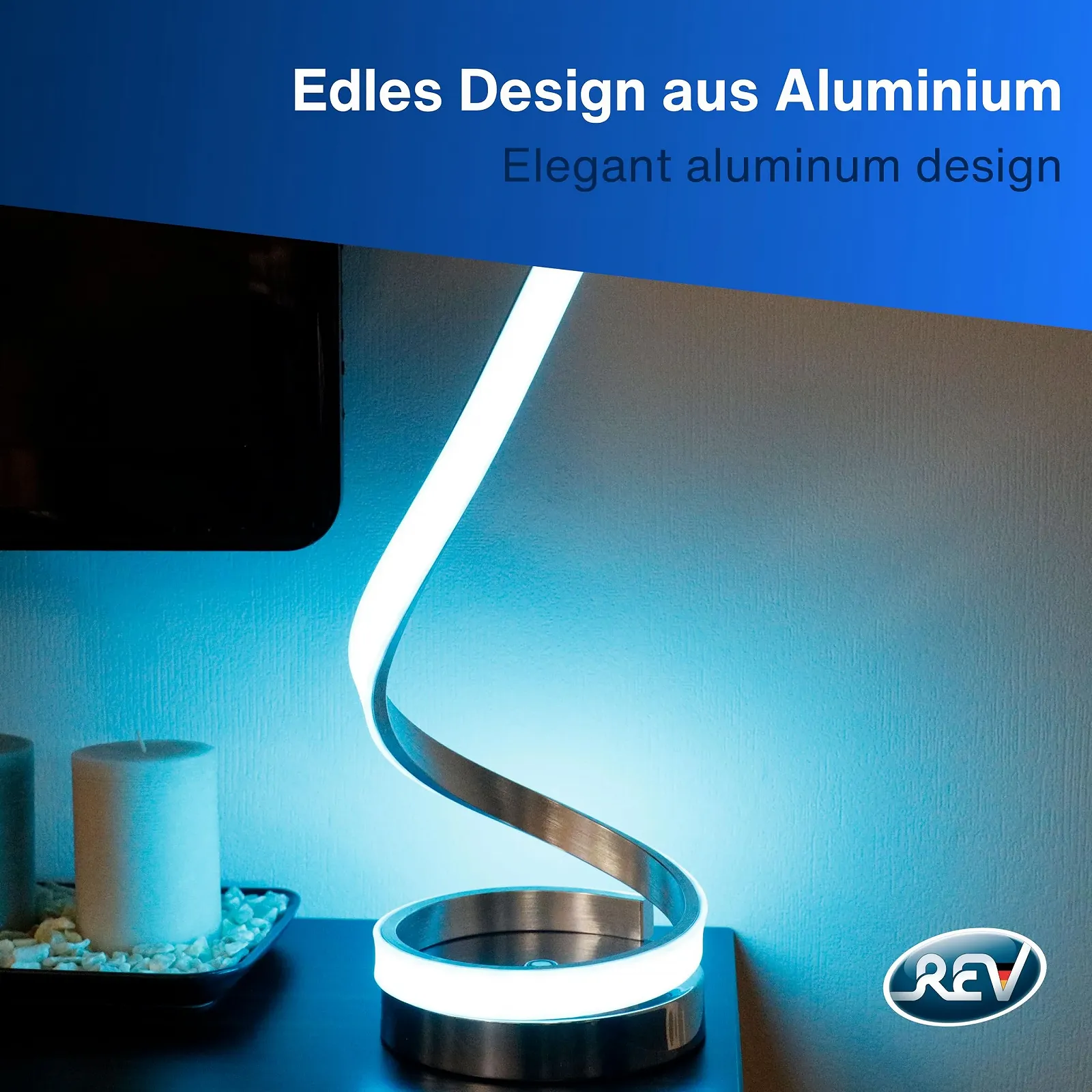 Настільна лампа REV SNAKE Акумуляторна Бездротова RGB Сенсорна Диммована Срібляста, фото №7