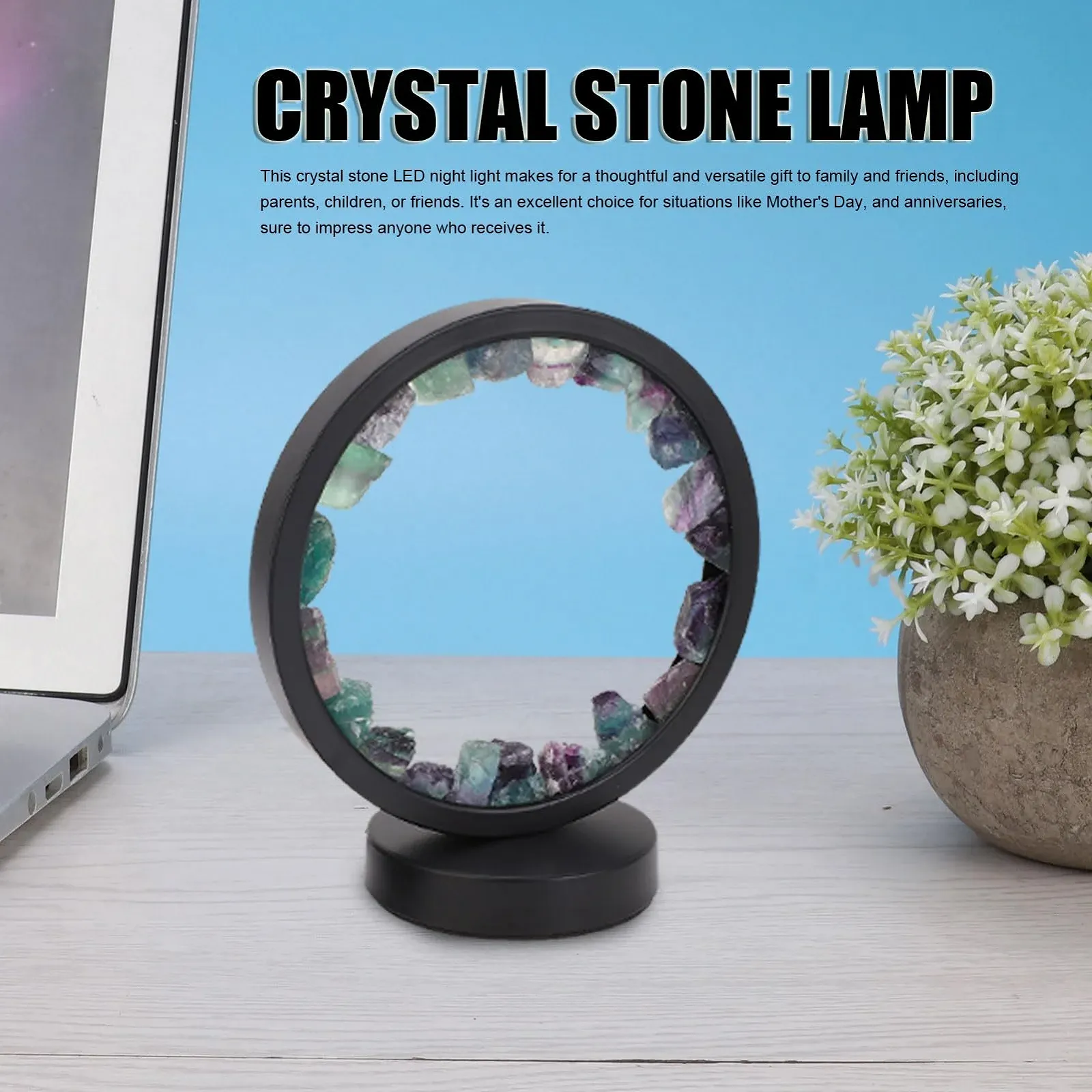 Настільна лампа з кристалів HEEPDD регульовані колірні режими унікальний дизайн, фото №3