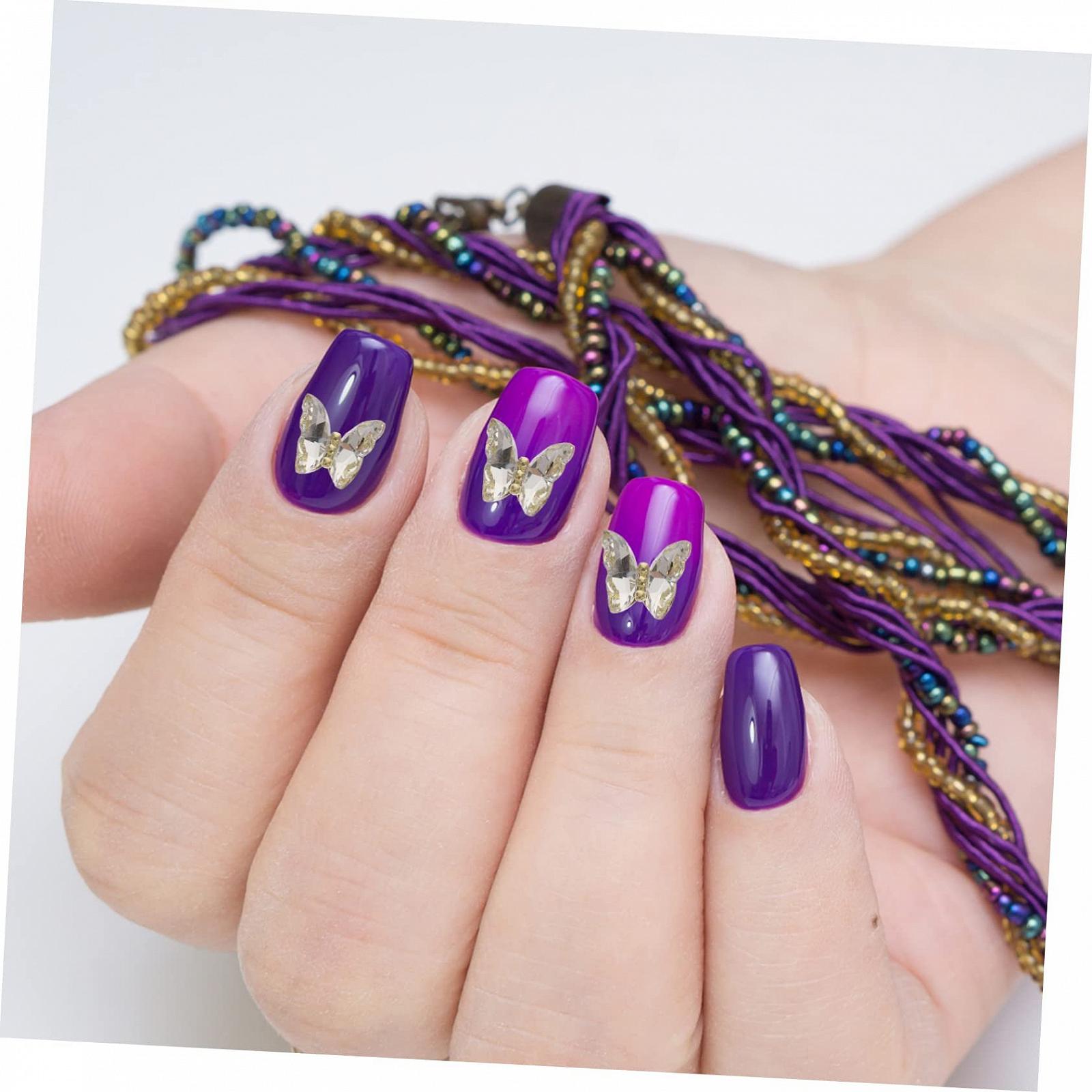 Украшение для ногтей Бабочка Стразы для ногтей Бабочки Наклейки для ногтей Самодельные украшения для ногтей 3D Бабочки Кристально-белый, 10 штук, фото №8