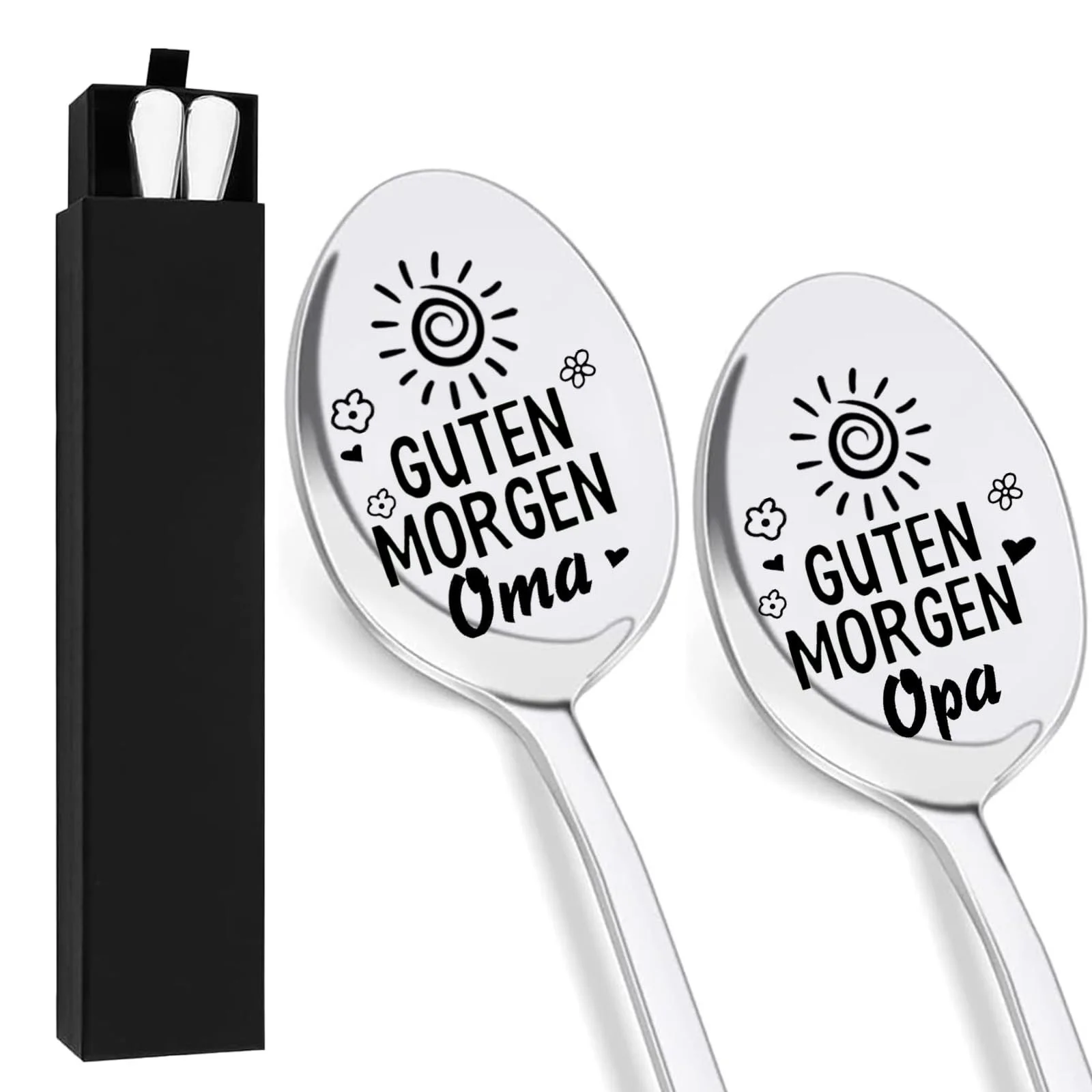 Ложка GrandMa GrandPa Gift, Набір 2 ложки Good Morning GrandPa GrandMa з гравіюванням, фото №1