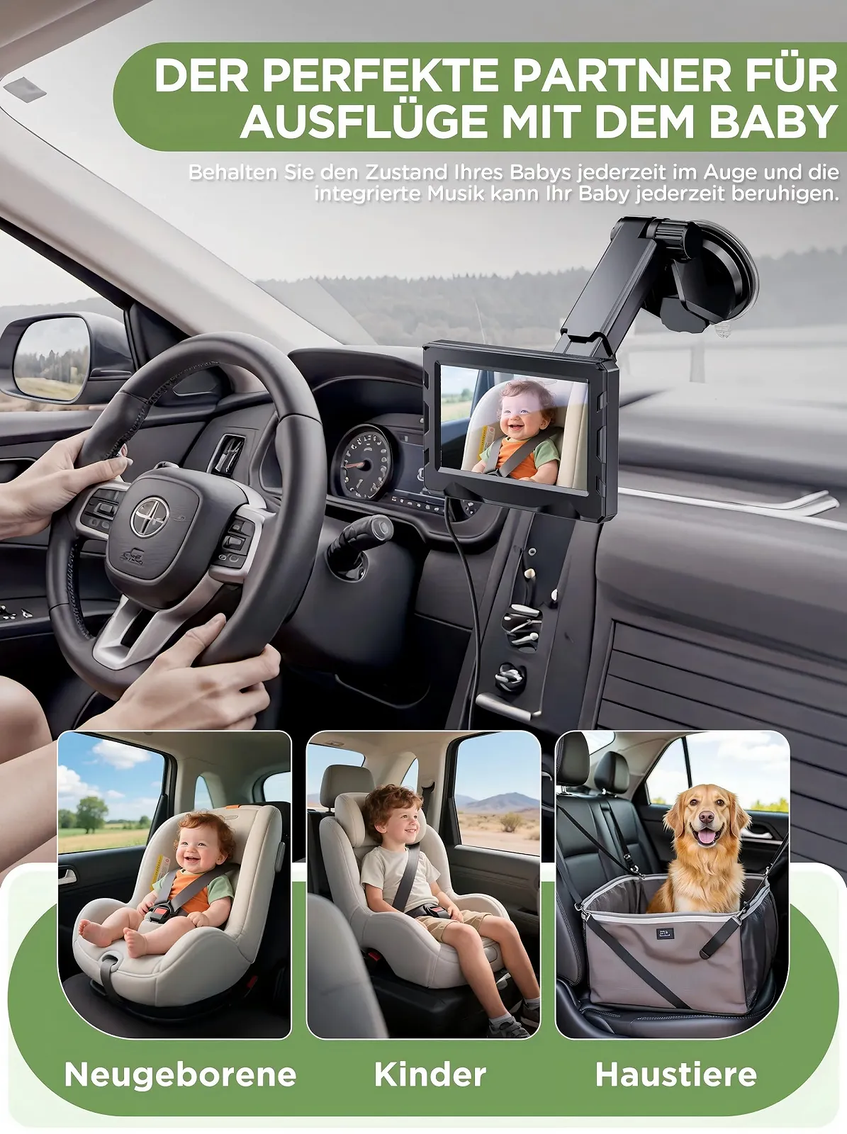 Автомобільна відеоняня NUOTUN HD 1080P 10000 мАг 4.3" 2.4 ГГц нічне бачення SD 32 ГБ, фото №8
