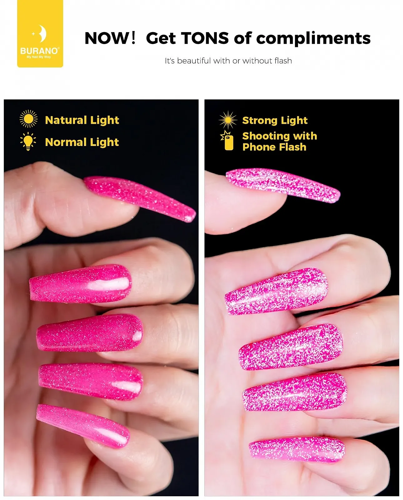 Гель-лак BURANO Світловідбивний 7.3 мл (Hot Pink SZ9), фото №3