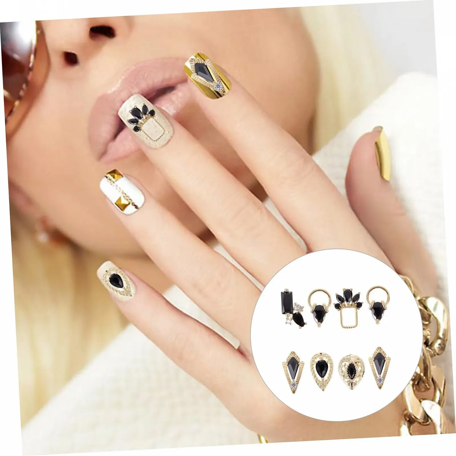 Прикраса для нігтів з чорного циркону, фото №6 Прикраса для нігтів з чорного циркону, фото №6