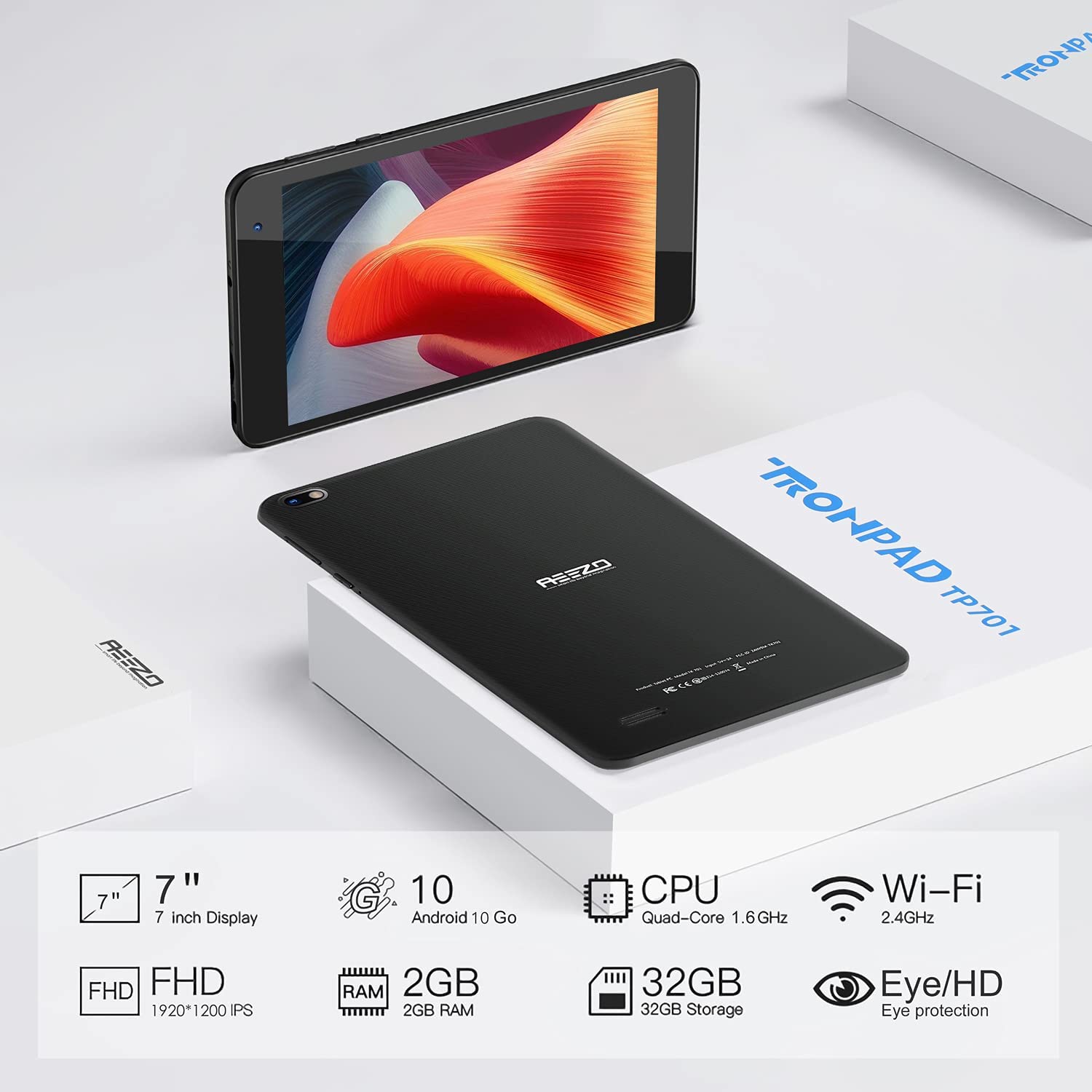 Планшет 7" Aeezo TP701 2/32Gb 4 ядра Android 10 5000 mAh Черный, фото №3