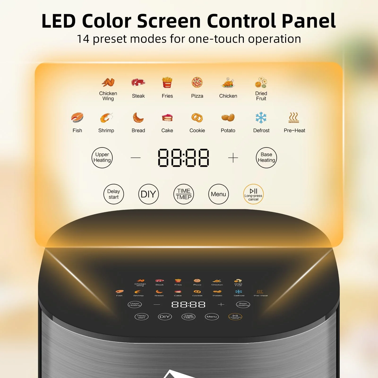 Мультипіч Uten Dual Blaze 5.5 л з оглядовим вікном, кольоровим екраном, 14 програм, відкладений старт, нержавіюча сітка, фото №4 Мультипіч Uten Dual Blaze 5.5 л з оглядовим вікном, кольоровим екраном, 14 програм, відкладений старт, нержавіюча сітка, фото №4