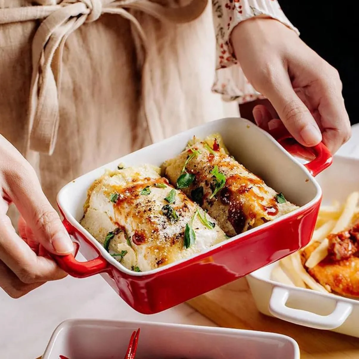 Форма для запекания Круглая термостойкая с двумя ручками, фото №5