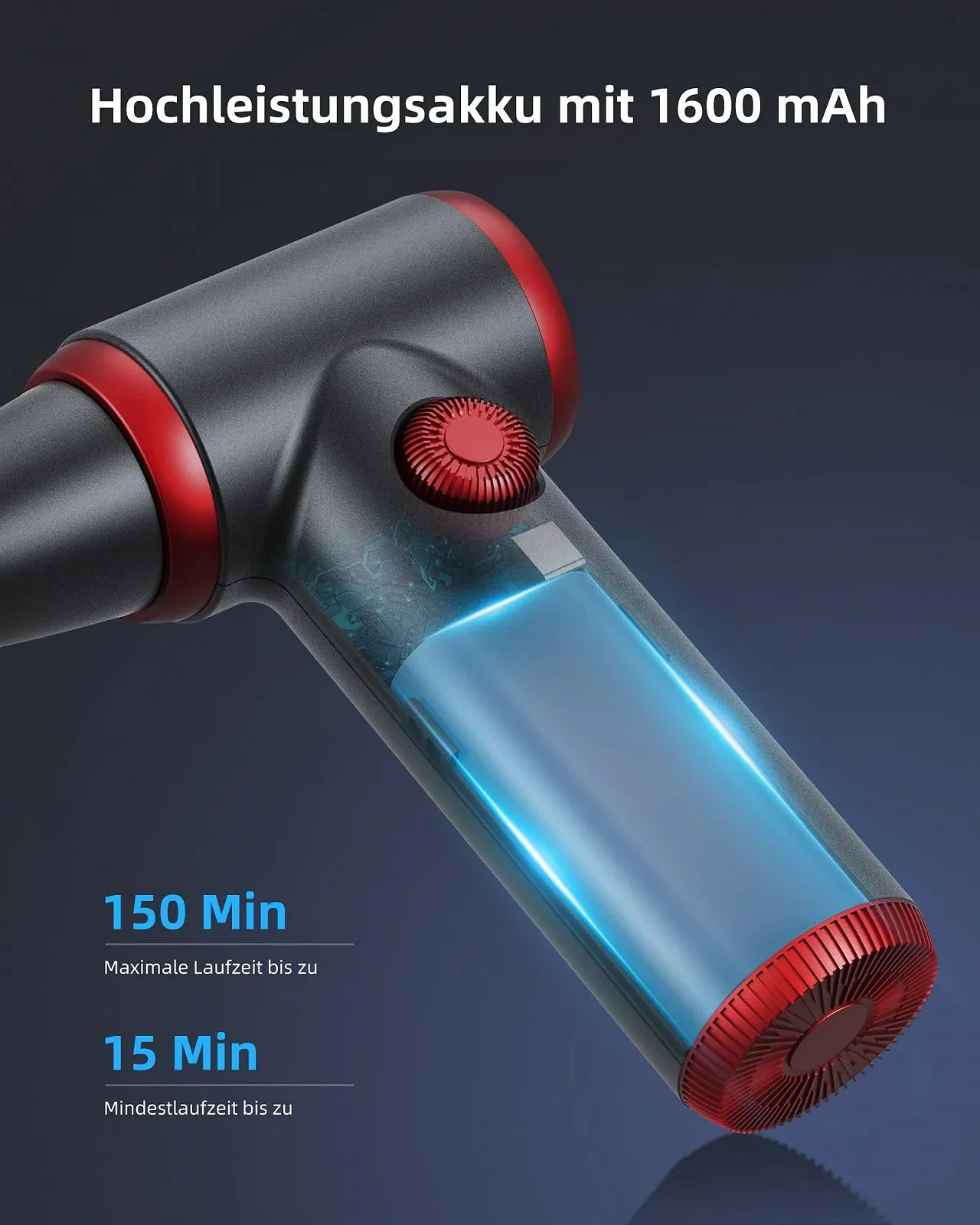 Електричний очищувач повітря Koonie 100500RPM LED Type-C, фото №4