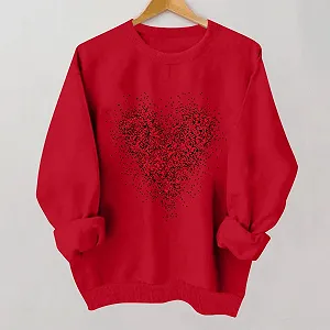 Женский Свитшот Блузка Пуловер Свитшот на День святого Валентина Милый принт любви Футболка Свободный крой Длинный рукав Круглый вырез Свитшот Топ Подарок на День святого Валентина для нее synthetic.ua - Фото 1