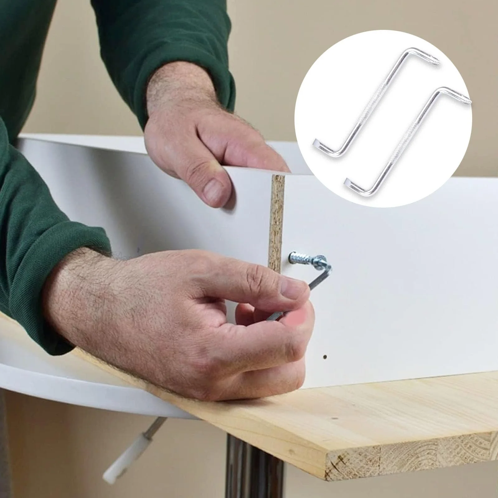 Набір Вигнутий Г-подібний ключ Чорний Хрестова викрутка Набір Багатофункціональна Подвійна Головка Сріблястий, фото №5