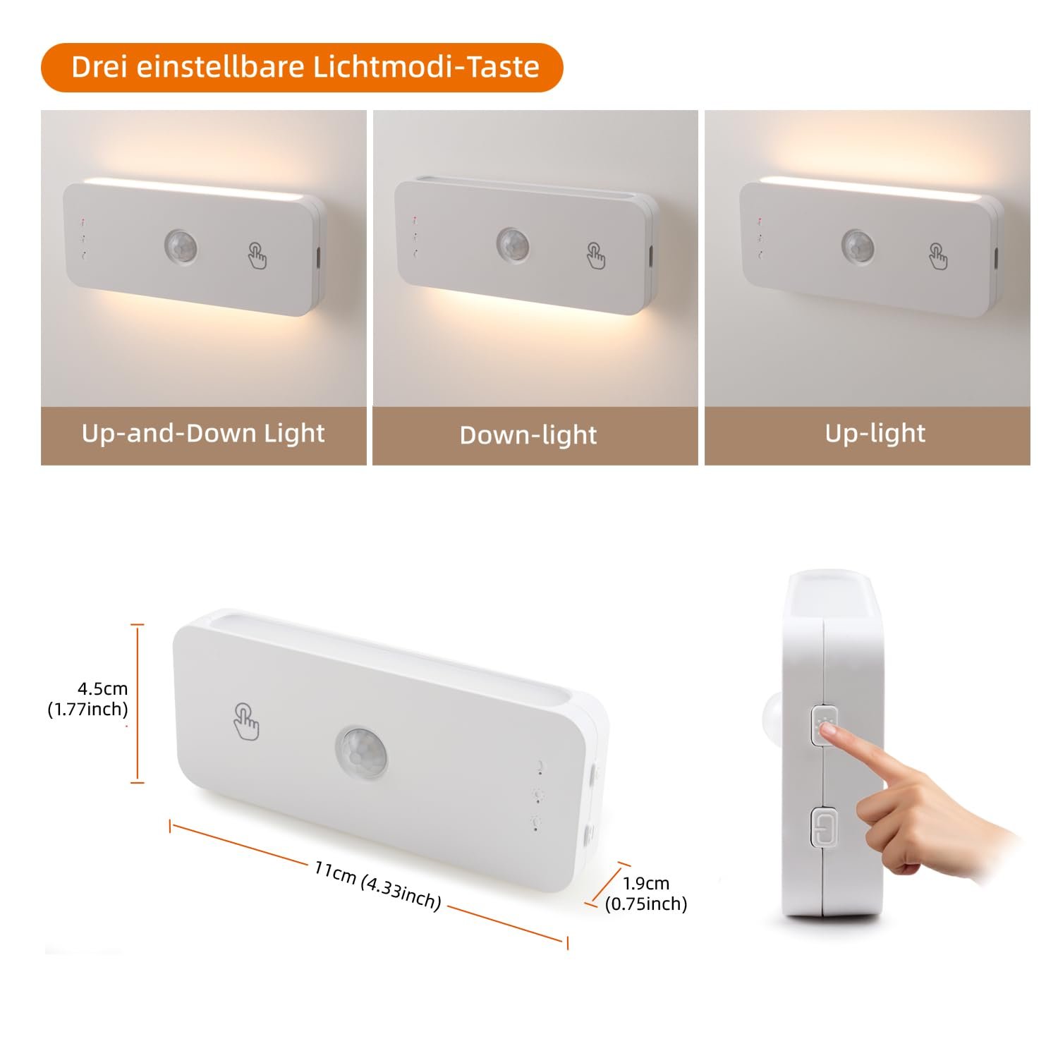 Нічник da LIGHT CCT LED PIR Акумуляторний Набір з 2 шт., фото №3