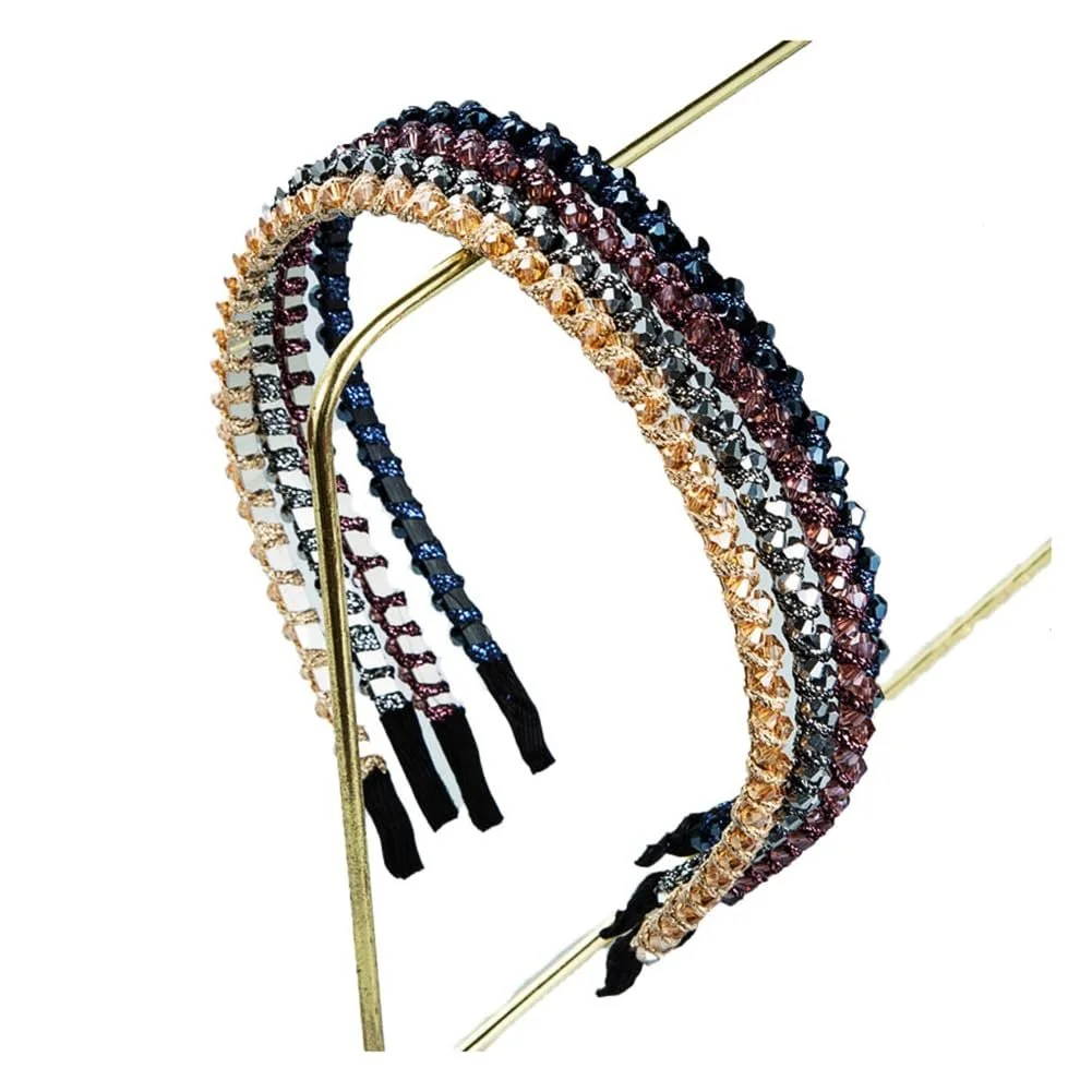 Обруч для волосся з кольоровими стразами, блискучий, фото №3