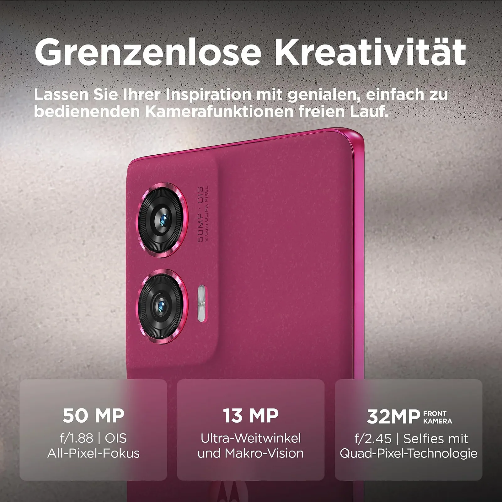 Смартфон Motorola Moto Edge50 Fusion 6.7" FHD+ POLED 50 MP 8/256 ГБ 5000 мАч Hot Pink, защитный чехол и держатель для телефона, фото №5 Смартфон Motorola Moto Edge50 Fusion 6.7" FHD+ POLED 50 MP 8/256 ГБ 5000 мАч Hot Pink, защитный чехол и держатель для телефона, фото №5