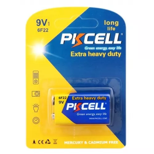 Батарейка солевая PKCELL 9V / 6LR61, крона, 1 штука в блистере цена за блистер, Q10, фото №1