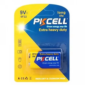 Батарейка солевая PKCELL 9V / 6LR61, крона, 1 штука в блистере цена за блистер, Q10 - Фото 1