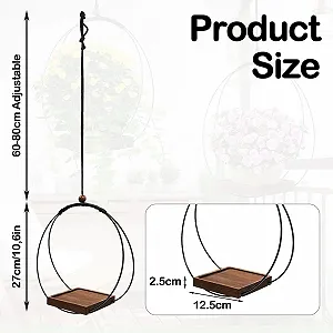 Підвісна корзина для рослин з дерев'яною основою 5 дюймів металева 2 шт. synthetic.ua - Фото 1