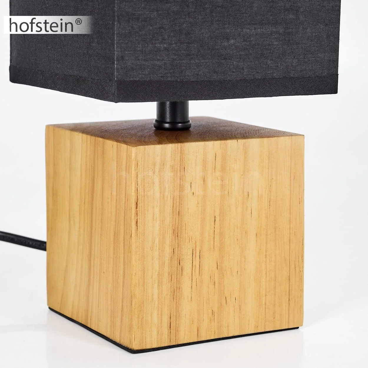 Настільна лампа Talco дерево/тканина квадратна висота 30 см цоколь E27 Натурально-чорна, фото №7