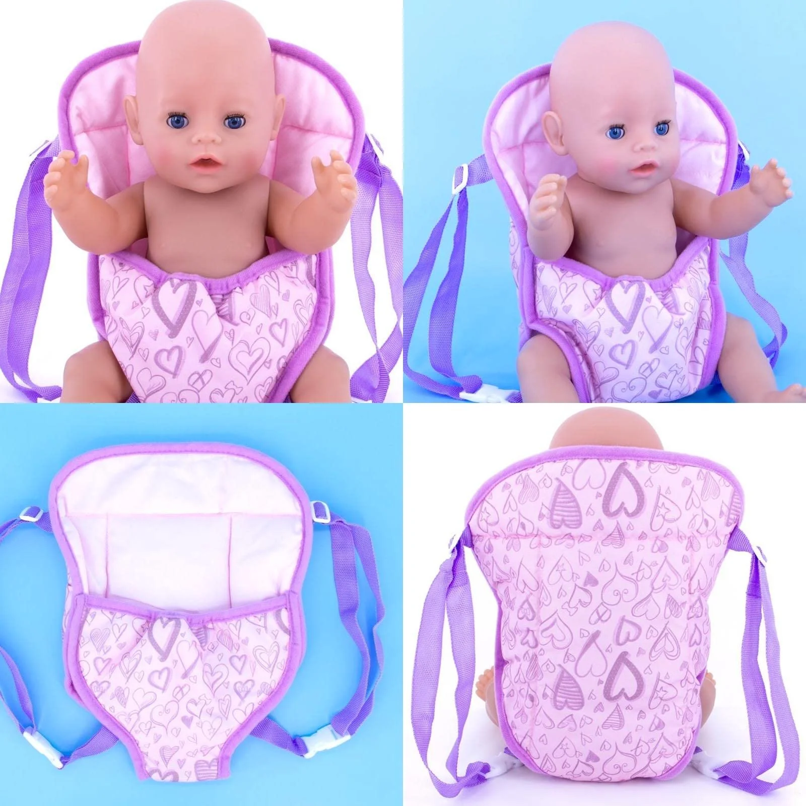 Рюкзак AYNKH Doll для ляльок з кріпленнями на плечах для ляльок 14-18 дюймів Фіолетовий, фото №7 Рюкзак AYNKH Doll для ляльок з кріпленнями на плечах для ляльок 14-18 дюймів Фіолетовий, фото №7