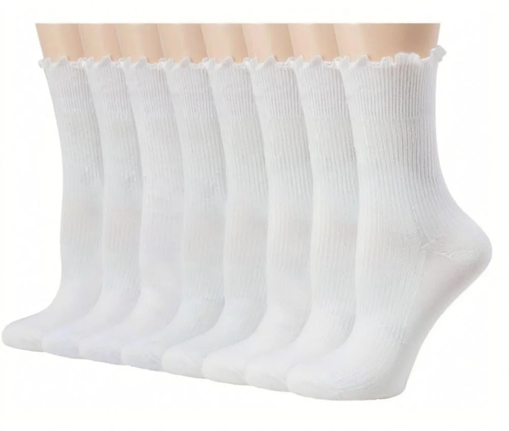 Носки с рюшами, 8 пар носков, Женские, Милые хлопковые носки (Размер 35-41), фото №1