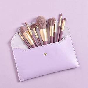 Набір кистей для макіяжу Lavender для просунутого рівня, синтетичні, для тіней, підводки, консилера та контуру (9 штук) synthetic.ua - Фото 1