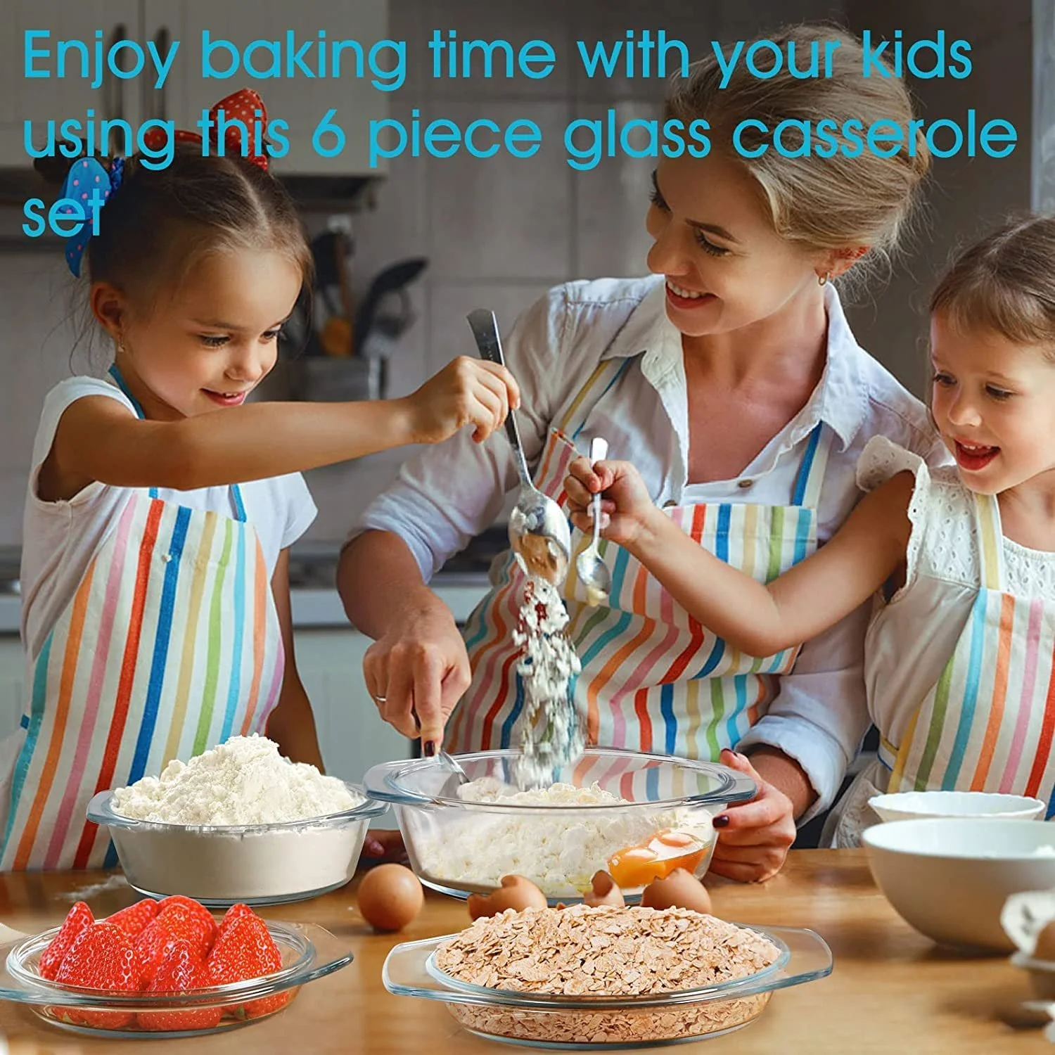 Набор кастрюль для запекания 3 шт круглые с прозрачными крышками 0,65 + 1 + 1,4 л для духовки и микроволновки, фото №6