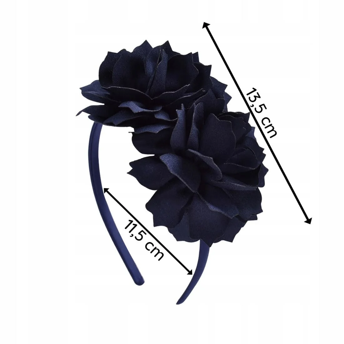 Обруч Елегантний з двома великими тканинними квітами Синій, фото №2