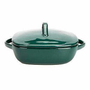 Форма для запекания CLQ керамическая с крышкой квадратная Зеленая - Фото 1