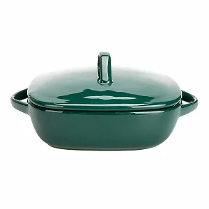 Форма для запекания CLQ керамическая с крышкой квадратная Зеленая - Фото 1